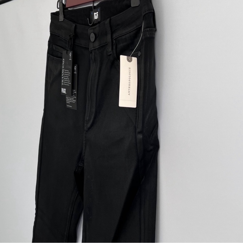 Paige Cindy Mid-Rise Coated Straight Black Jeans size 30 NWT - Picture 12 of 15